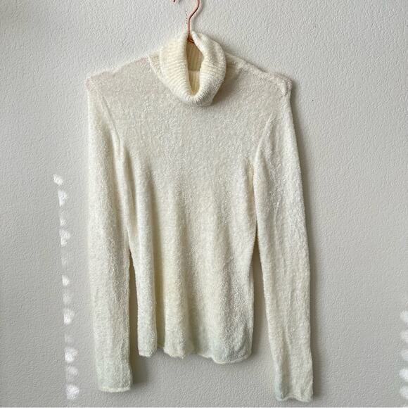 Gap Factory ivory cream off-white plush boucle knit turtleneck sweater - Picture 1 of 5